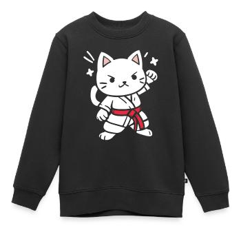 karate - Sweat Premium enfant bio - noir - Devant - AI Model Kid Female (0cm)