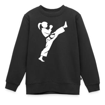 karate - Sweat Premium enfant bio - noir - Devant - AI Model Kid Female (0cm)