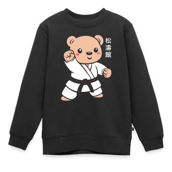 karate - Sweat Premium enfant bio - noir - Devant - AI Model Kid Female (0cm)