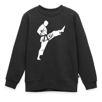 karate - Sweat Premium enfant bio - noir - Devant - AI Model Kid Female (0cm)