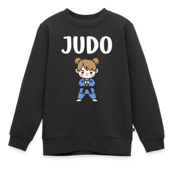 judo - Sweat Premium enfant bio - noir - Devant - AI Model Kid Female (0cm)
