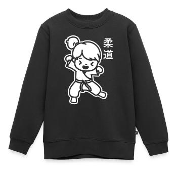 judo - Sweat Premium enfant bio - noir - Devant - AI Model Kid Female (0cm)