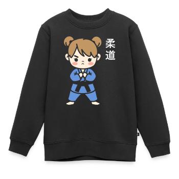 judo - Sweat Premium enfant bio - noir - Devant - AI Model Kid Female (0cm)