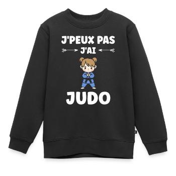 judo - Sweat Premium enfant bio - noir - Devant - AI Model Kid Female (0cm)
