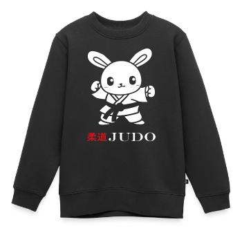 judo - Sweat Premium enfant bio - noir - Devant - AI Model Kid Female (0cm)