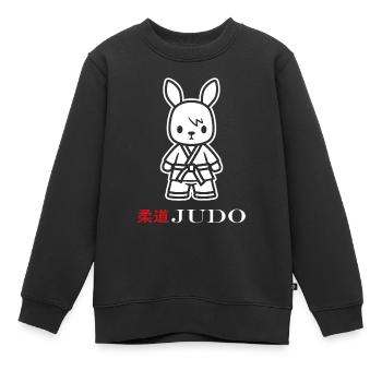 judo - Sweat Premium enfant bio - noir - Devant - AI Model Kid Female (0cm)