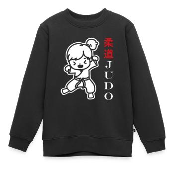 judo - Sweat Premium enfant bio - noir - Devant - AI Model Kid Female (0cm)