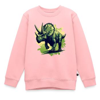 Triceratops in action - Kinder Premium Organic Sweatshirt - Rosa - Vorne - AI Model Kid Female (0cm)