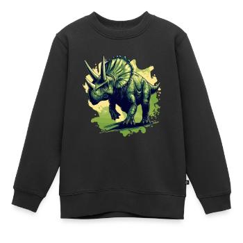Triceratops in action - Kinder Premium Organic Sweatshirt - Schwarz - Vorne - AI Model Kid Female (0cm)