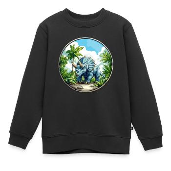 Triceratops, Dinosaurier in Natur - Kinder Premium Organic Sweatshirt - Schwarz - Vorne - AI Model Kid Female (0cm)