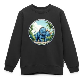 Triceratops, Dinosaurier in Natur - Kinder Premium Organic Sweatshirt - Schwarz - Vorne - AI Model Kid Female (0cm)