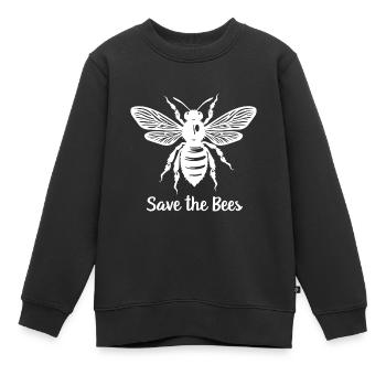 SAUVEZ LES ABEILLES (TEXTE EN CLAIR) - Sweat Premium enfant bio - noir - Devant - AI Model Kid Female (0cm)