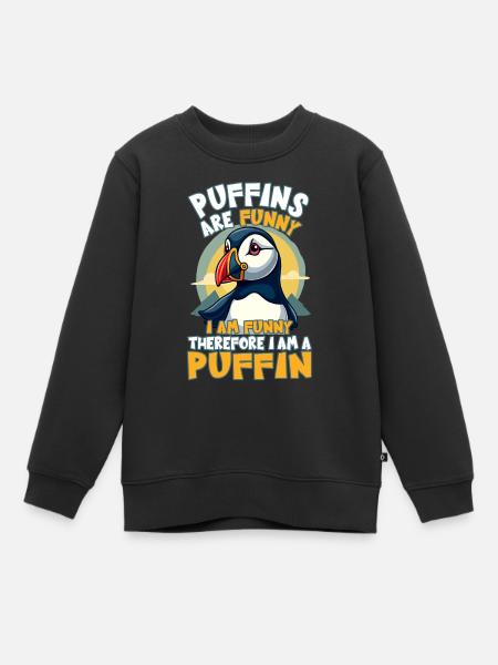 Macareux, les macareux sont drôles - Sweat Premium enfant bio - noir