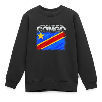 Congo - Sweat Premium enfant bio - noir - Devant - AI Model Kid Female (0cm)