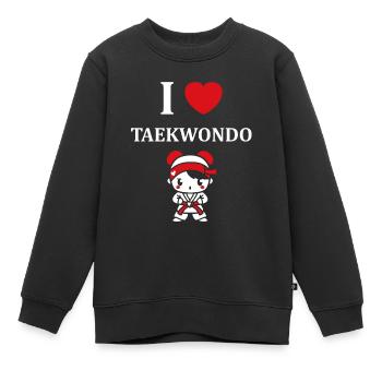 taekwondo - Sweat Premium enfant bio - noir - Devant - AI Model Kid Female (0cm)