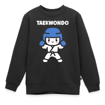 taekwondo - Sweat Premium enfant bio - noir - Devant - AI Model Kid Female (0cm)