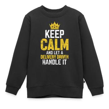 Lassen Sie einen Lieferfahrer die lustige Lieferung erledigen - Kinder Premium Organic Sweatshirt - Schwarz - Vorne - AI Model Kid Female (0cm)