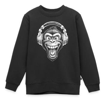 Chemise Pop Culture : Monkey DJ aux yeux écarquillés - Sweat Premium enfant bio - noir - Devant - AI Model Kid Female (0cm)