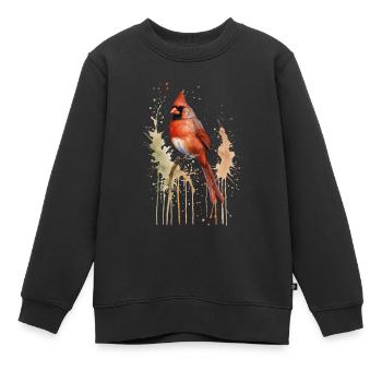 Nördlicher Kardinal Aquarell - Lebendiger Vogel - Kinder Premium Organic Sweatshirt - Schwarz - Vorne - AI Model Kid Female (0cm)