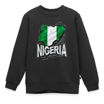 Nigéria - Sweat Premium enfant bio - noir - Devant - AI Model Kid Female (0cm)