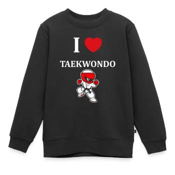 taekwondo - Sweat Premium enfant bio - noir - Devant - AI Model Kid Female (0cm)