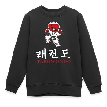 taekwondo - Sweat Premium enfant bio - noir - Devant - AI Model Kid Female (0cm)