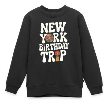 Voyage d’anniversaire à New York Design floral - Sweat Premium enfant bio - noir - Devant - AI Model Kid Female (0cm)