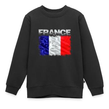 France - Sweat Premium enfant bio - noir - Devant - AI Model Kid Female (0cm)