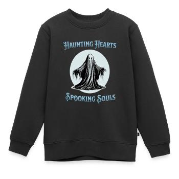 Des cœurs hantés qui effraient les âmes - Sweat Premium enfant bio - noir - Devant - AI Model Kid Female (0cm)