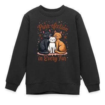 CAT LOVER PURREFECTION IN JEDEM FELL - Kinder Premium Organic Sweatshirt - Schwarz - Vorne - AI Model Kid Female (0cm)
