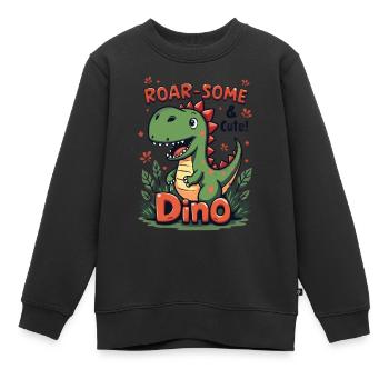 DINO . ROAR-SOME & CUTE ! - Kids Premium Organic Sweatshirt - black - Front - AI Model Kid Female (0cm)