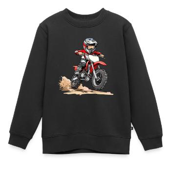 Motocross und Dirt bike - Kinder Premium Organic Sweatshirt - Schwarz - Vorne - AI Model Kid Female (0cm)