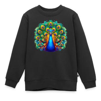 Paon - Sweat Premium enfant bio - noir - Devant - AI Model Kid Female (0cm)