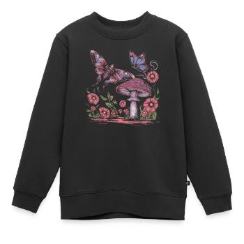 Papillon de nuit Fairycore - Sweat Premium enfant bio - noir - Devant - AI Model Kid Female (0cm)