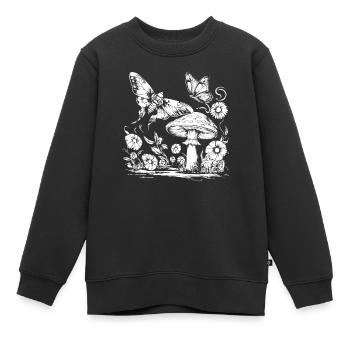 Papillon de nuit Fairycore - Sweat Premium enfant bio - noir - Devant - AI Model Kid Female (0cm)