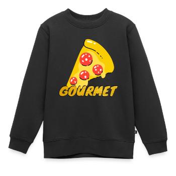 Gourmet-Pizzastücke Grafik Gourmet Pizza Slice - Kinder Premium Organic Sweatshirt - Schwarz - Vorne - AI Model Kid Female (0cm)