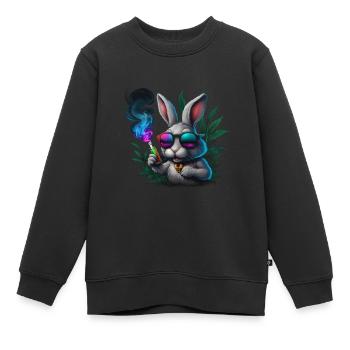 Cooler Hase Mit Sonnenbrille Und Rauch - Kinder Premium Organic Sweatshirt - Schwarz - Vorne - AI Model Kid Female (0cm)