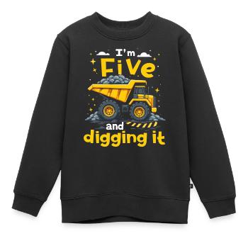 J’ai 5 ans et j’ai 5 ans - Sweat Premium enfant bio - noir - Devant - AI Model Kid Female (0cm)