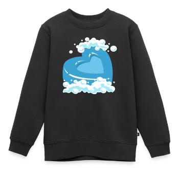 Blaues Herz Mit Schaum Motiv - Kinder Premium Organic Sweatshirt - Schwarz - Vorne - AI Model Kid Female (0cm)