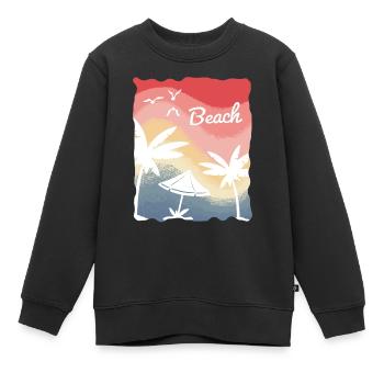 Strand Meer Surfen Urlaub Palmen - Kinder Premium Organic Sweatshirt - Schwarz - Vorne - AI Model Kid Female (0cm)