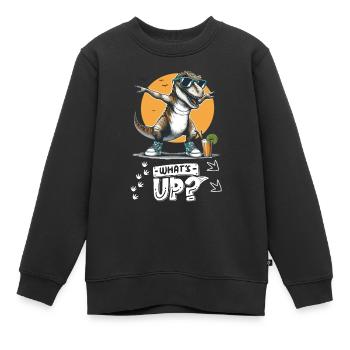 Cool Funny T-Rex Whats Up Dino for Boys - Kids Premium Organic Sweatshirt - black - Front - AI Model Kid Female (0cm)