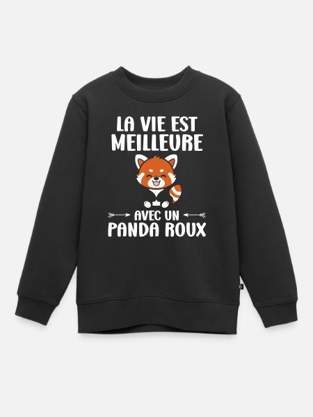 Panda roux - Sweat Premium enfant bio - noir