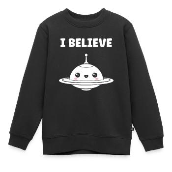 fliegende Untertasse - Kinder Premium Organic Sweatshirt - Schwarz - Vorne - AI Model Kid Female (0cm)