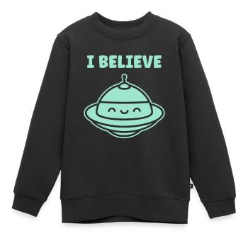 fliegende Untertasse - Kinder Premium Organic Sweatshirt - Schwarz - Vorne - AI Model Kid Female (0cm)