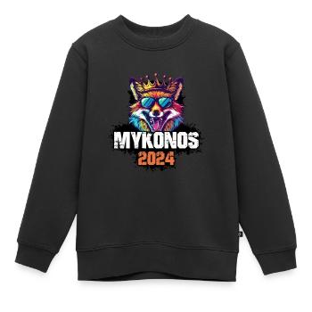 Mykonos 2024 Urlaub Fuchs - Kinder Premium Organic Sweatshirt - Schwarz - Vorne - AI Model Kid Female (0cm)
