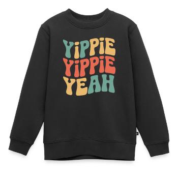 Yippie Yippie Yeah - Kinder Premium Organic Sweatshirt - Schwarz - Vorne - AI Model Kid Female (0cm)