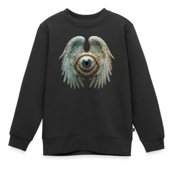 Weirdcore Ästhetisch Menschlicher Augapfel Flügel - Kinder Premium Organic Sweatshirt - Schwarz - Vorne - AI Model Kid Female (0cm)