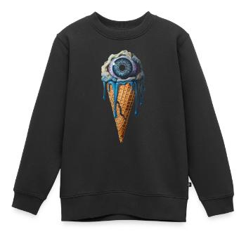 Weirdcore Ästhetischer Menschlicher Augapfel Eiscr - Kinder Premium Organic Sweatshirt - Schwarz - Vorne - AI Model Kid Female (0cm)