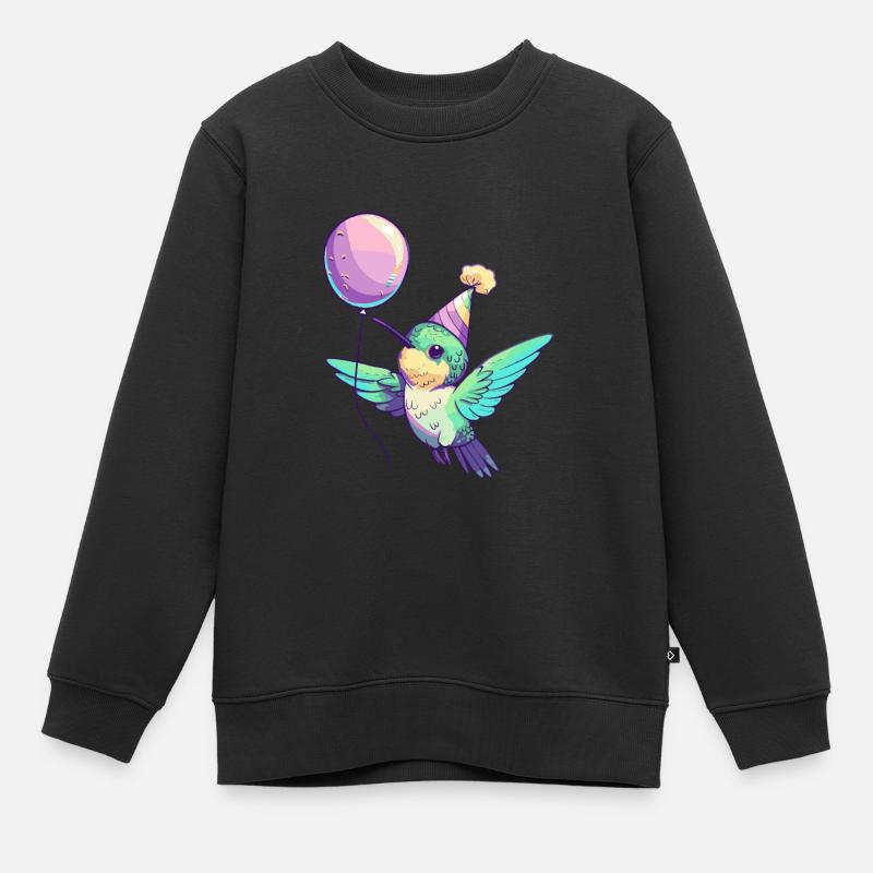 colibri oiseau anniversaire bébé - Sweat Premium enfant bio - noir