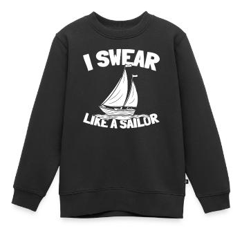 Voilier Marin Voilier Jurer Comme Un Marin - Sweat Premium enfant bio - noir - Devant - AI Model Kid Female (0cm)